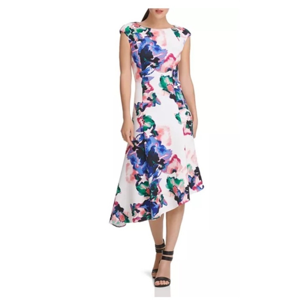 Donna Karan Multicolor Floral Midi Dress